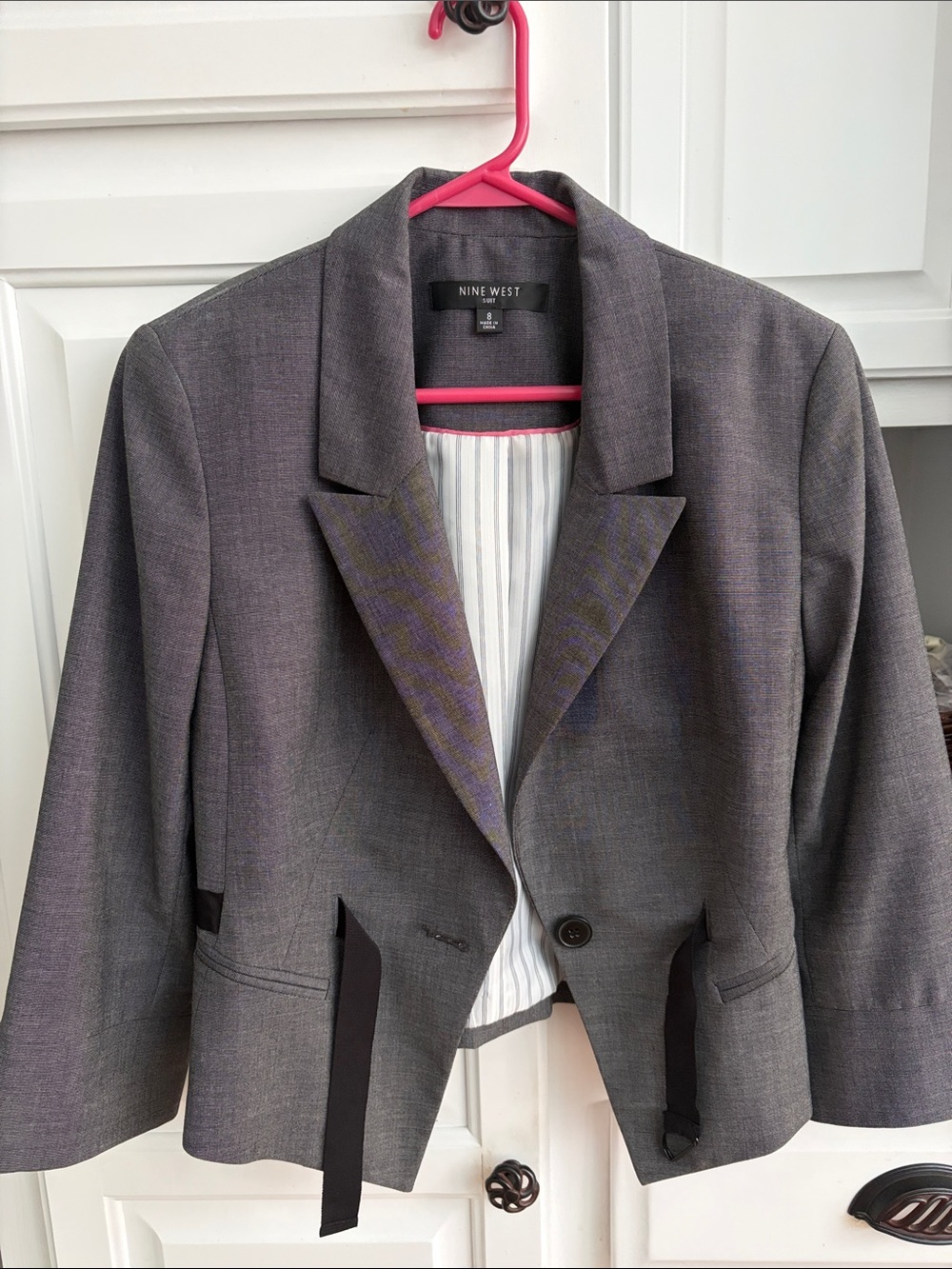 Nine West Gray Women's Blazer - Modern Single-Button Jacket and skirt